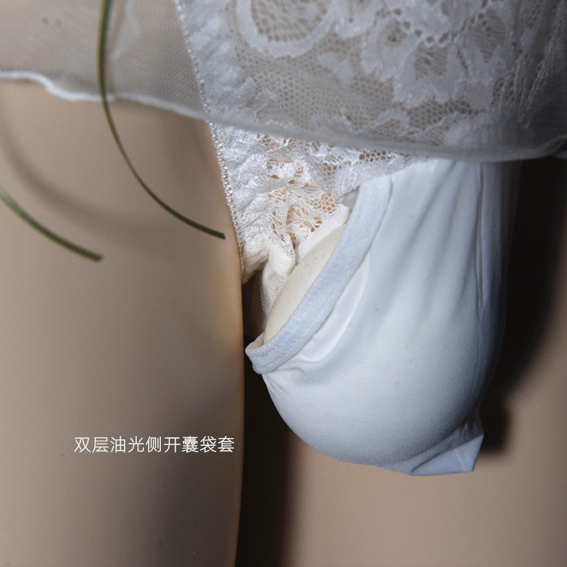 Ice Silk Feel Men's Triangle Underwear Transparent Sexy Breathable Thong Summer Japanese Style Lace Underwear