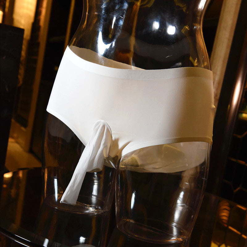 Men's Ultra-Thin Ice Silk Seamless Mask Underwear jj Sexy and Fun Youth Breathable Quick-Dry Mid-Waist Briefs