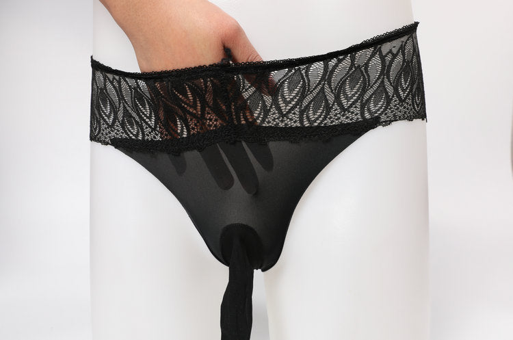 Men's Ice Silk Underwear Lace Sexy Ultra-thin Breathable Seamless Briefs Men's Underwear jj Sexy Stockings and Panties Set