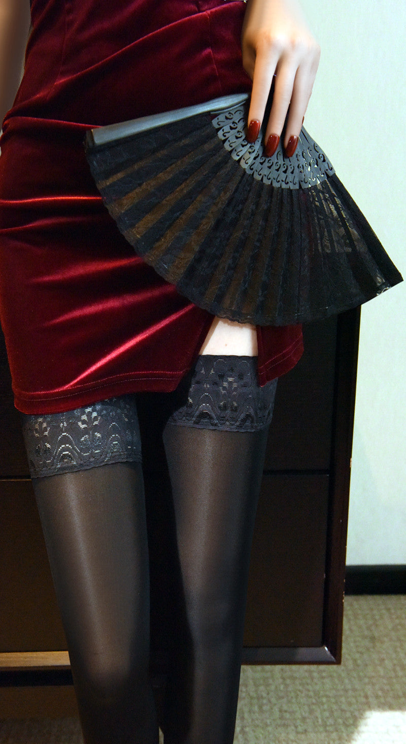 Little Red Spring and Autumn Silicone Non-Slip Over-the-Knee Socks Long Leg Socks High Tube Stockings Sexy Lace Trim Stockings for Women