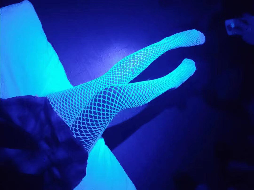 Amazon AliExpress Hot-Selling Fluorescent Fishnet Stockings Luminous Bodysuit Sexy Fun Nightclub Flirting Pantyhose Manufacturer