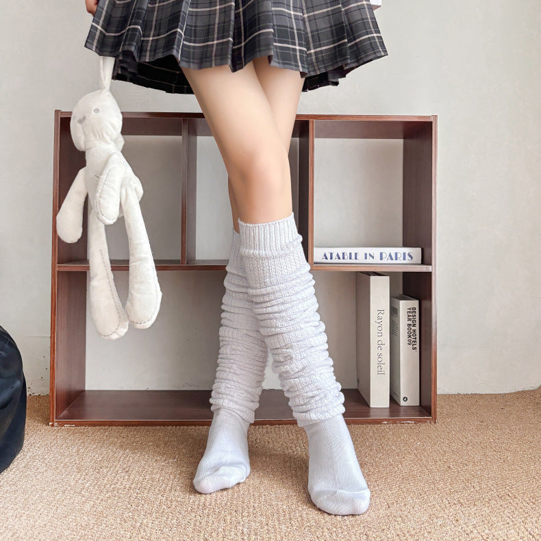 102502JK Extended High Tube Socks College Style Knee-High Calf Socks Over-the-Knee Long Socks for Women Japanese Style