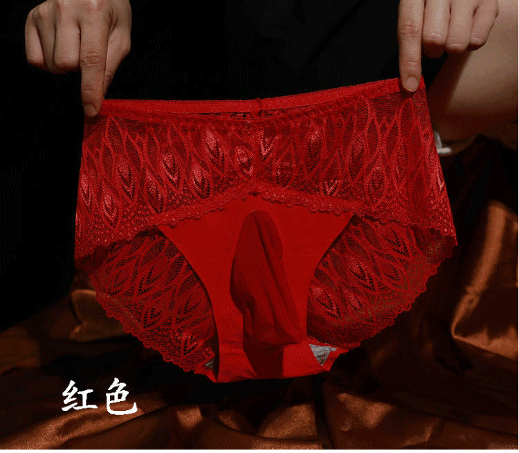 Men's Lace Underwear with Straps jj Set of Sexy Glossy Stockings and Panties Ultra-thin Breathable Summer Fully Transparent Triangle Panties