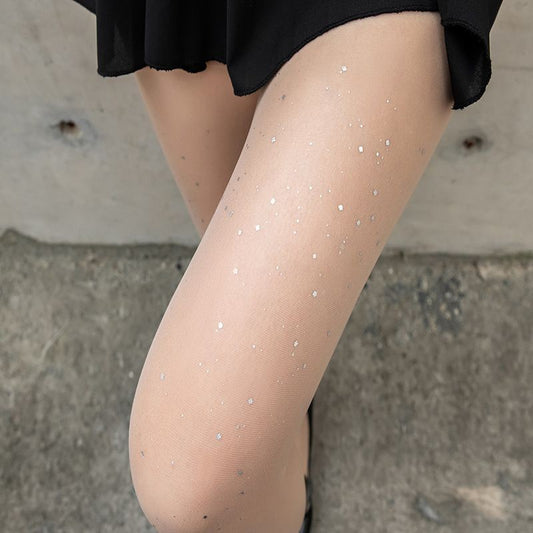 2023New Cosmic Star Print Stockings Women Summer Thin Black Silk Beauty Skin Pantyhose Ballet Style Ladies
