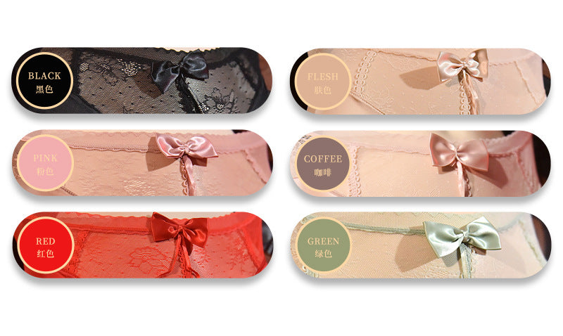 Little Matchmaker Sexy Lace jj Large Size Triangle Underwear Sexy High Waist Bowknot Underwear Silky Underwear for Men