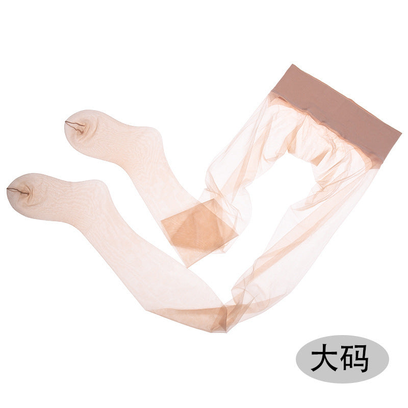 Luo Ying8223Core-spun yarn smooth and seamless360Seamless Plus Size Pantyhose Fully transparent ultra-thin toe caps【Tax Included