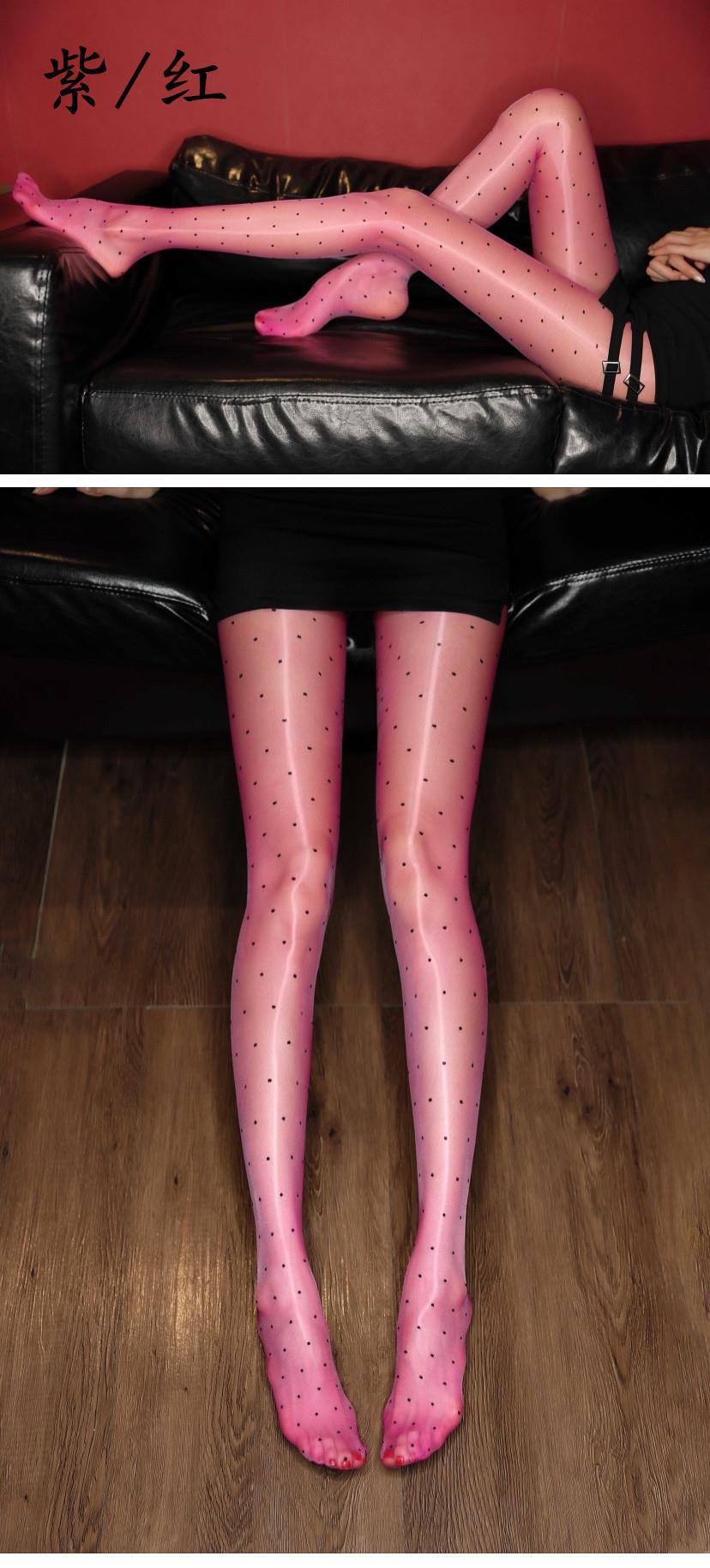 Aurora Series Polka Dot Waist T Crotch Silky Smooth Glossy Transparent Pantyhose Thin Sexy Stockings Transparent with Foot Type