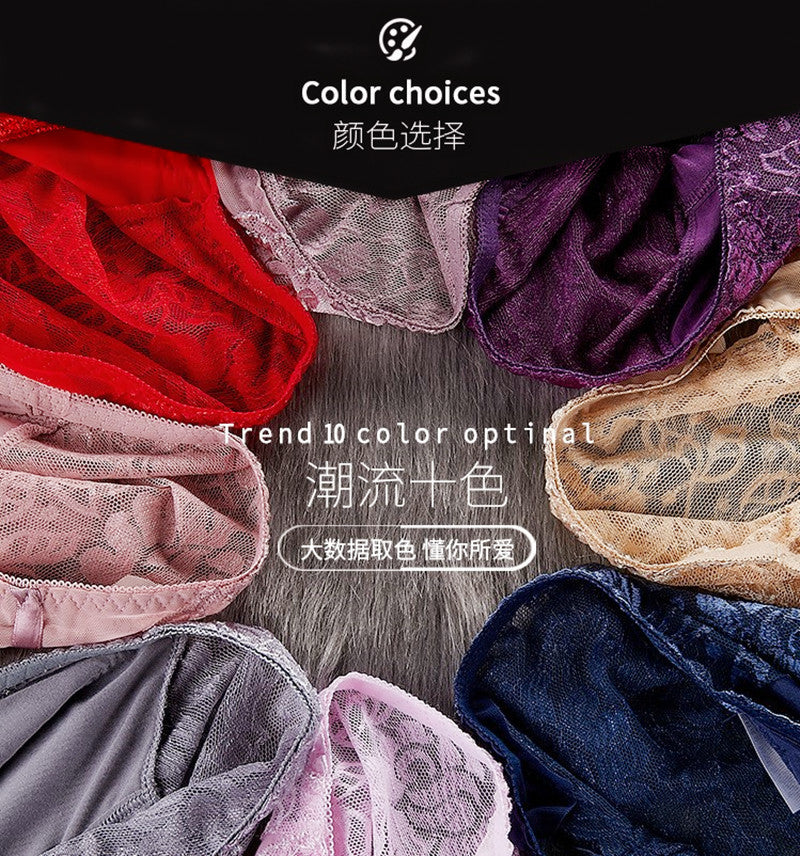 Little Red Luxury Men's Underwear Breathable Lace Sexy Briefs Pure Cotton Plus Size U Pouch Bag Underwear Shorts