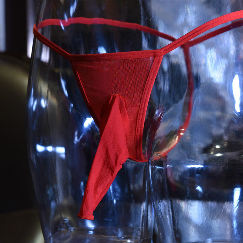 Men's Glossy Thong jj Men's Underwear Elephant T Transparent ultra-thin breathable stockings tight mesh low waist