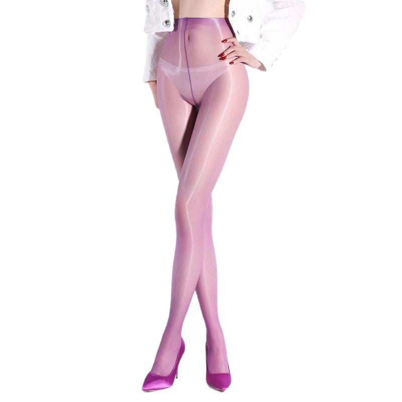 640High-Density Glossy Black Stockings with Needle Line, Insertable, Ultra-Thin Glossy Transparent Pantyhose