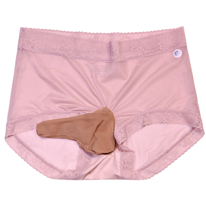 Ultra-thin Silky Smooth Stockings jj Men's Transparent Transvestite Sexy No-Remove Briefs Quick-Dry Summer Ice Silk Shorts