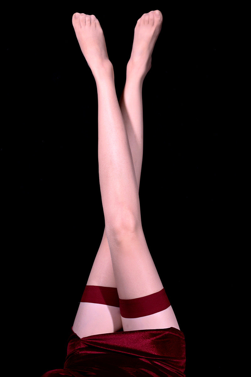Thigh Socks Lace Ultra-Thin High Stockings Long Stockings Women Over The Knee Sexy Non-Slip Erotic Transparent Flesh Red Edge Stockings