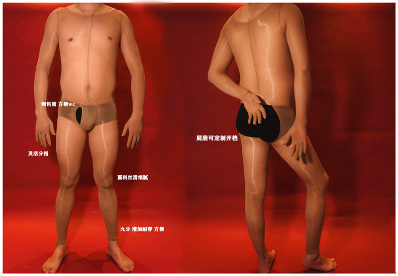 912Needle8d Shiny and silky men's five-finger bodysuit socks Glossy One-Piece Stockings for Men with Fingered Full Body Tights