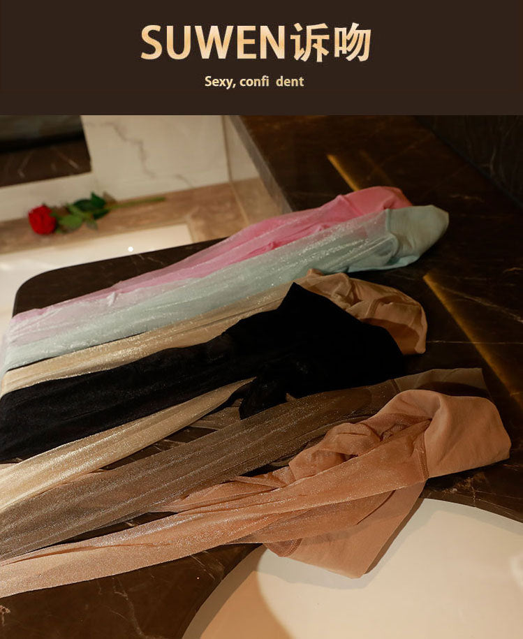 【Heat】Flash+Glossy Silky Stockings for Men Sexy Ultra-thin Beautiful Legs Fully Transparent Invisible jj airplane socks