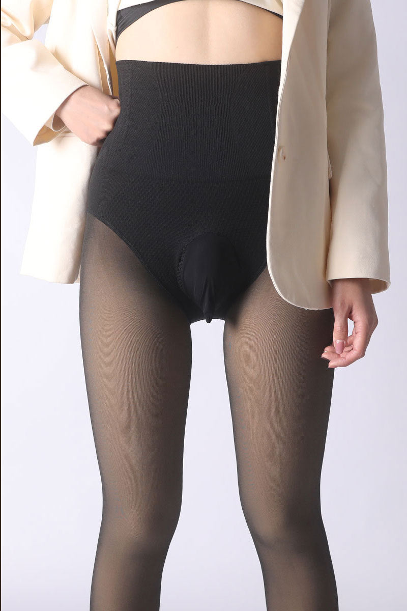 Autumn Winter Japanese Style Sexy Sheer Leggings Men's Slim Fit Bare Leg Artifact High Waist Tummy Control Fleece Lined Thickened Pantyhose