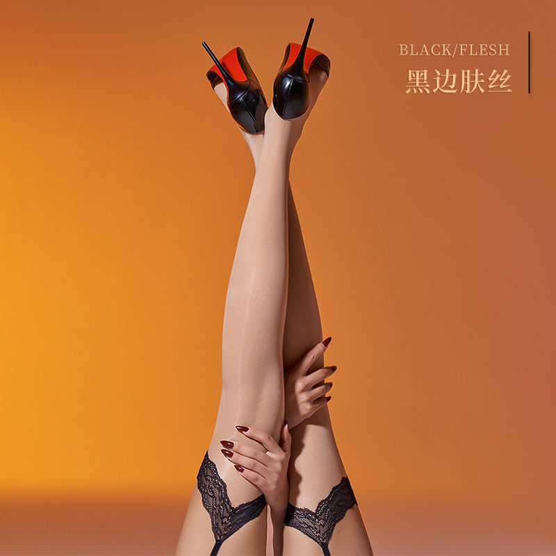 Little Matchmaker Lace Strap Black Silk Aurora Glossy Leg Shiny Lace Stockings No-Remove Sexy Fun Ultra-Thin Women