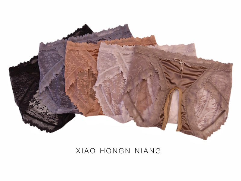 Little Red Ribbon Silky Men's Sexy Lace Underwear Satin Soft Ultra-thin Plus Size Pure Desire Sexy jj Briefs