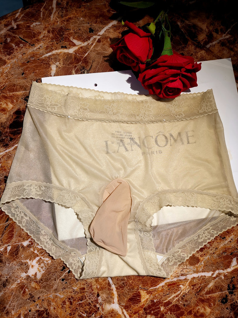 Ultra-thin Silky Smooth Stockings jj Men's Transparent Transvestite Sexy No-Remove Briefs Quick-Dry Summer Ice Silk Shorts