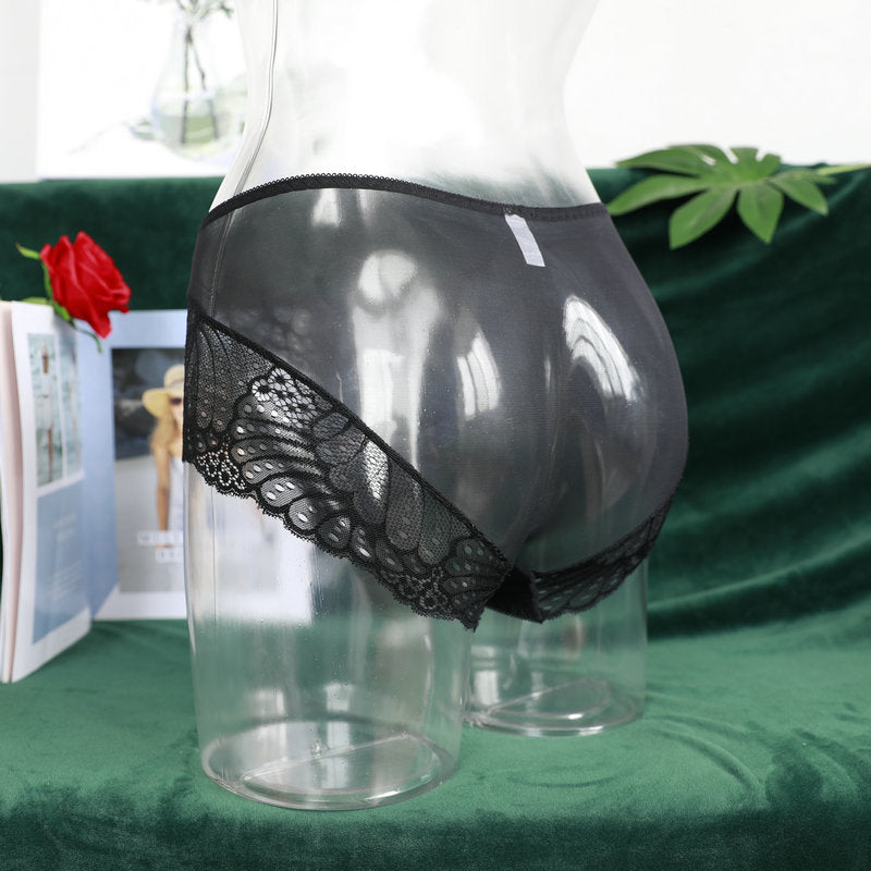 Dropshipping Low Waist Lace Underwear for Men jj Set of Sexy Ultra-thin Stockings and Panties Fully Transparent Mesh Panties