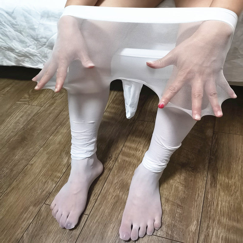 Men's Pantyhose Stockings Bare Legs Five Fingers360Seamless Full Transparent Anti-Snag Invisible Toe Separator for Summer