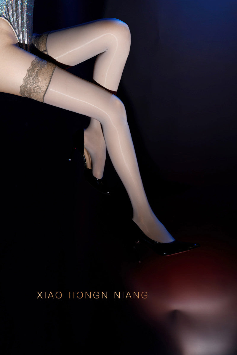 Stockings Sexy Uniform White Lace Thigh Socks Pure Desire Couple Sexy Black Lingerie Glossy Plus Size Long Tube Ultra-thin