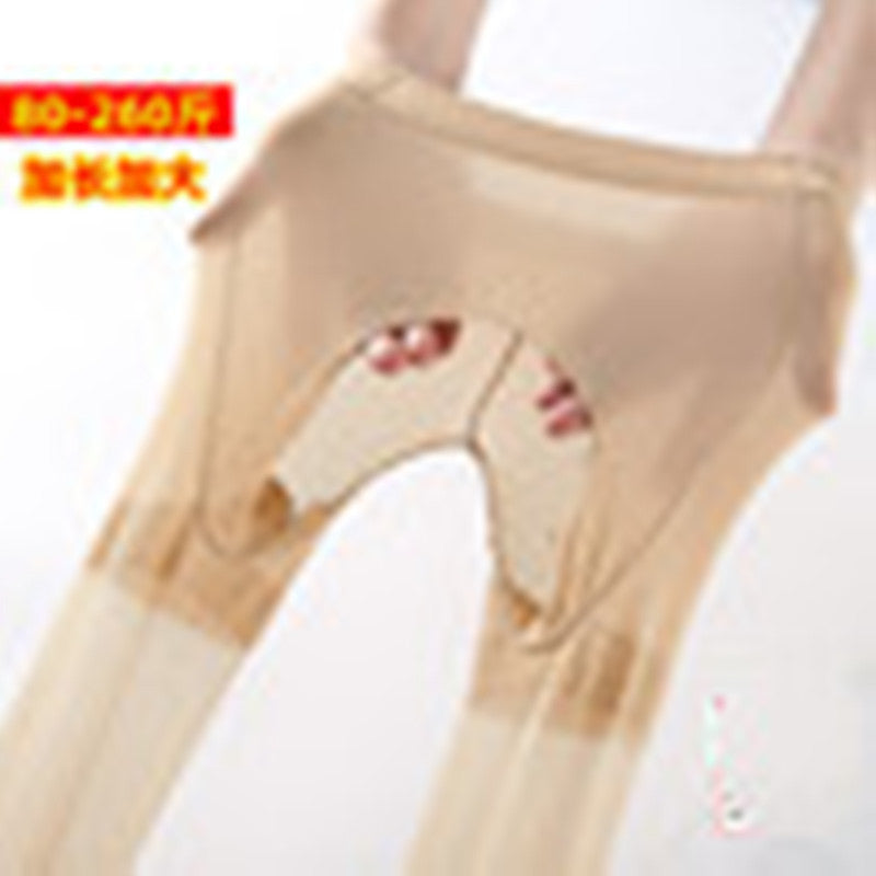 Plus size stockings200Lightweight Anti-Snagging Plus Size Women's Underwear mm Plus Size Extra Long High Waist Open Crotch Pantyhose for Summer