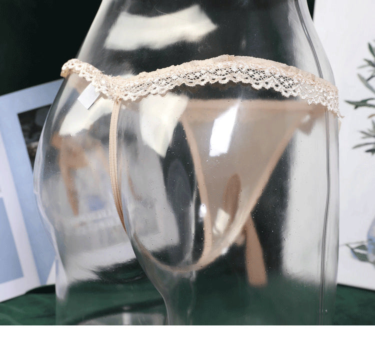 Men's Sexy Underwear Ultra-Thin Fully Transparent Belt jj Set of Stockings and Underwear Low Waist Sexy Plus Size Men's Thong