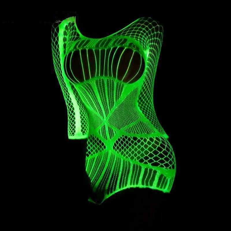 Amazon AliExpress Hot-Selling Fluorescent Fishnet Stockings Luminous Bodysuit Sexy Fun Nightclub Flirting Pantyhose Manufacturer