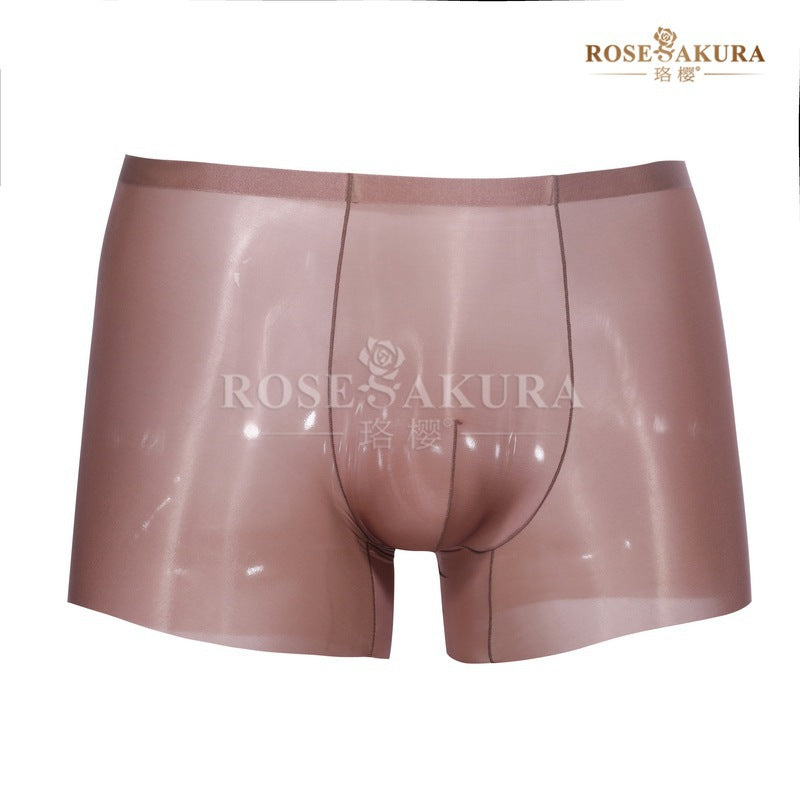 Luo Ying8522Men's Ultra-Thin Barely-There Feel Boxer Briefs Glossy Smooth Seamless Thin Transparent Sexy Triangle Underwear
