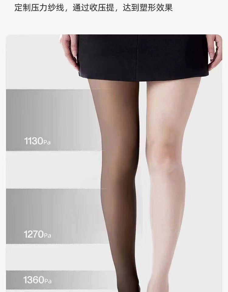 Autumn and Winter New Flower Fairy Black Silk Glossy High Waist Belly Contracting Butt-lifting Women's One-piece Fleece-lined Outerwear Leggings