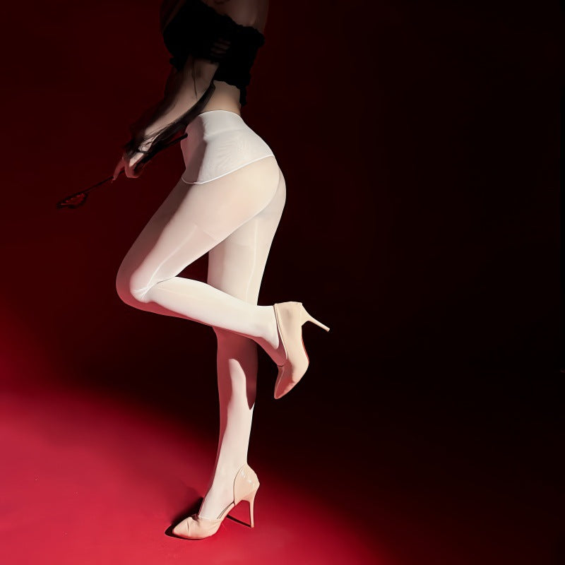 8D Shiny Seamless Crotch Stockings for Women Spring and Autumn Sexy Satin Glossy Pantyhose Seamless Sheer Stockings Sexy Horse Oil