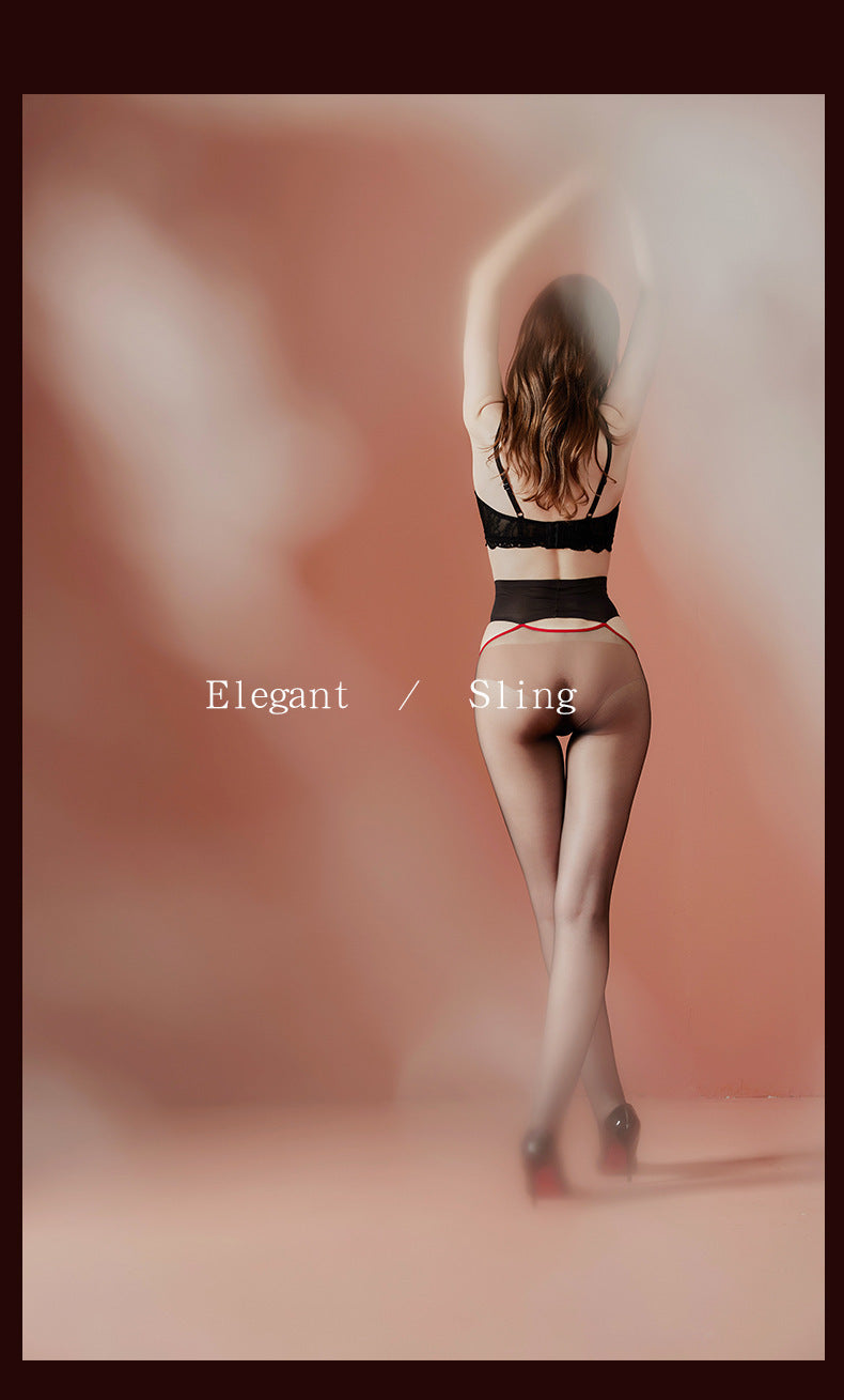 360Seamless Suspender Stockings Black Silk Pantyhose Ultra-Thin Velvet Mask Sexy Men jj Open Crotch Pantyhose