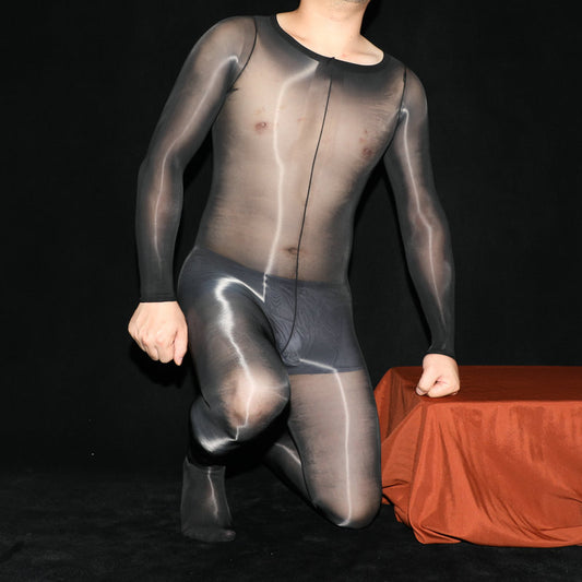 AliExpress Plus Size Shiny Full Body Stockings Bodysuit Shiny912Needle Tape jj Men's Full Body Stockings with Pants Set