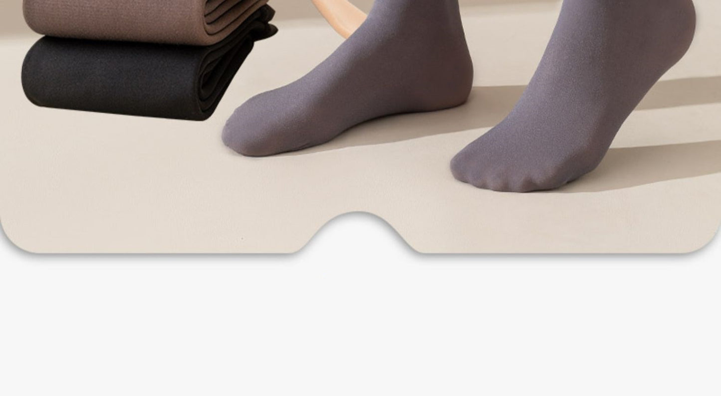 Autumn Winter Fake Sheer Over-the-Knee Socks Black Sheer Flight Attendant Gray High Tube Socks Warm Fleece Knee Pads Leg Warmers Long Tube Socks