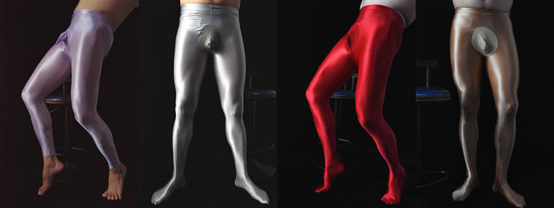 Men's Sexy Shiny Smooth Skin-Friendly Footed Back Seam Stockings Silky Ultra Elastic Tight Dance Yoga Pantyhose