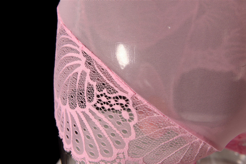 Men's Lace Thong Underwear Fully Transparent Delicate Sexy Fun Plus Size Lace Low Waist Triangle Breathable