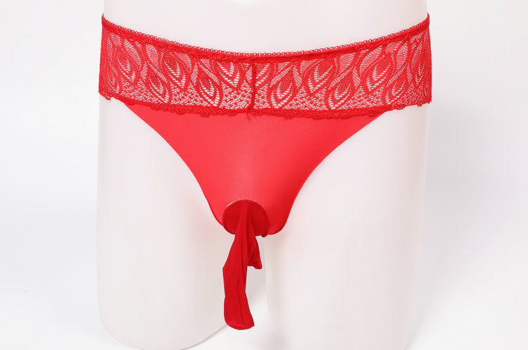 Men's Ice Silk Underwear Lace Sexy Ultra-thin Breathable Seamless Briefs Men's Underwear jj Sexy Stockings and Panties Set