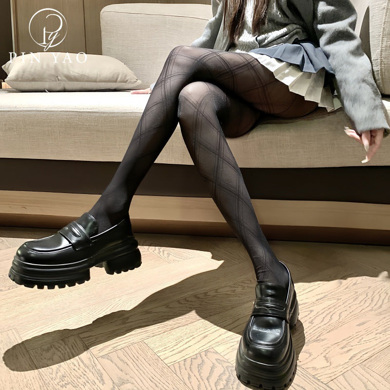 2025Spring Twill Large Diamond Korean Style Hot Girl Gray Style Elegant Personality Retro High-end Temperament Black