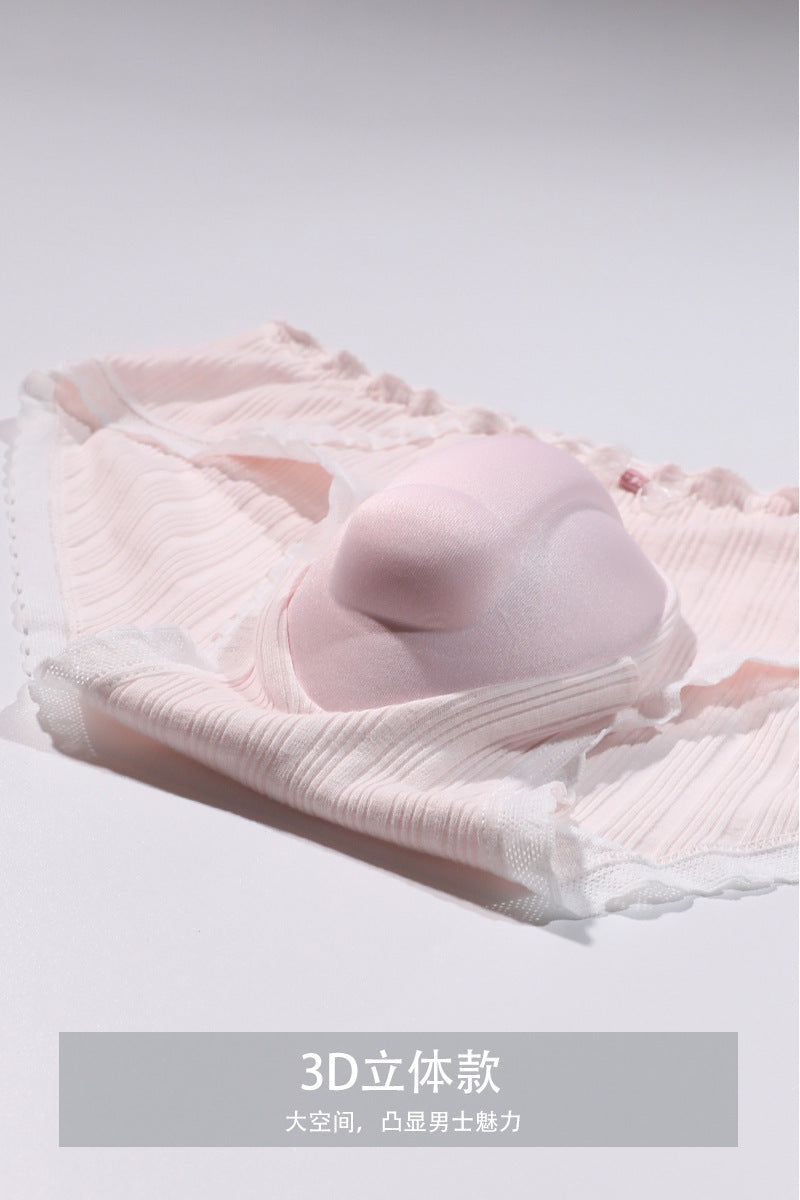 Japanese Style Sexy Male to Female Crossdressing Hidden jj Style Triangle Panties with Bowknot, Sexy Plus Size for Crossdressers CD Low-rise Underwear