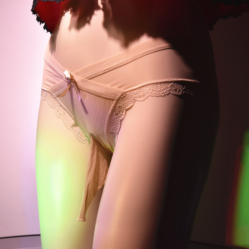 Men's Plus Size Japanese Style Underwear Couple Masturbation Bullet Separation Transparent Triangle Lace jj Transvestite Panties