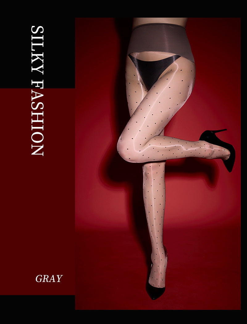 360Sexy Open Crotch Aurora Stockings Women Ultra-thin Polka Dot Black Stockings Temptation No-take-off High Waist Shiny Pantyhose