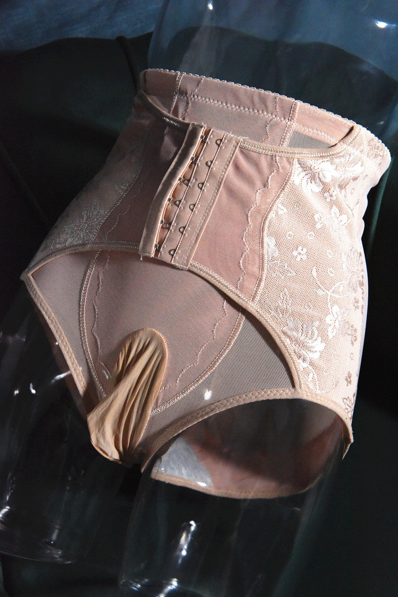 Men's Waist Cincher Underwear Sexy Belt jj Thin High-Waisted Mesh Lace Triangle Shaping Panties