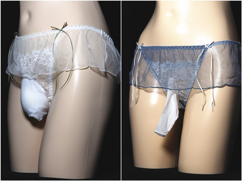 Ice Silk Feel Men's Triangle Underwear Transparent Sexy Breathable Thong Summer Japanese Style Lace Underwear