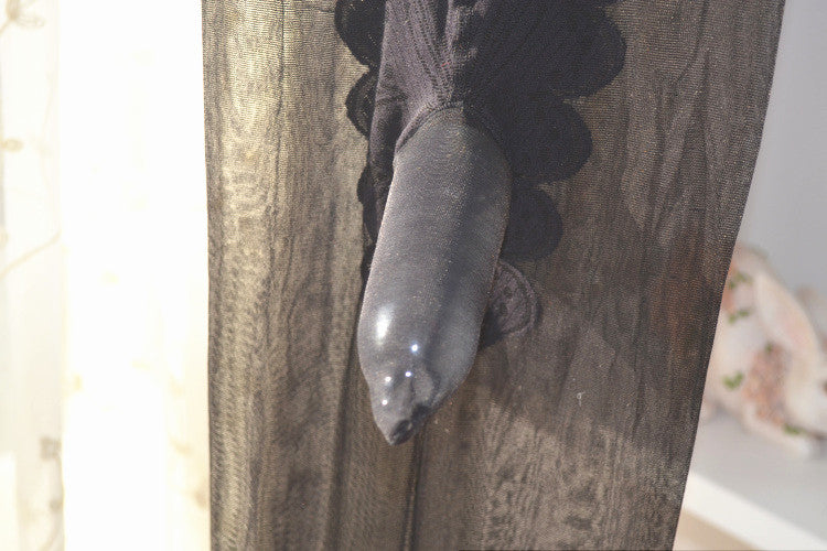 Men's Sexy Ultra-Thin Stockings Open Crotch Pantyhose Bikini Open Crotch Black Anti-Snag Stockings