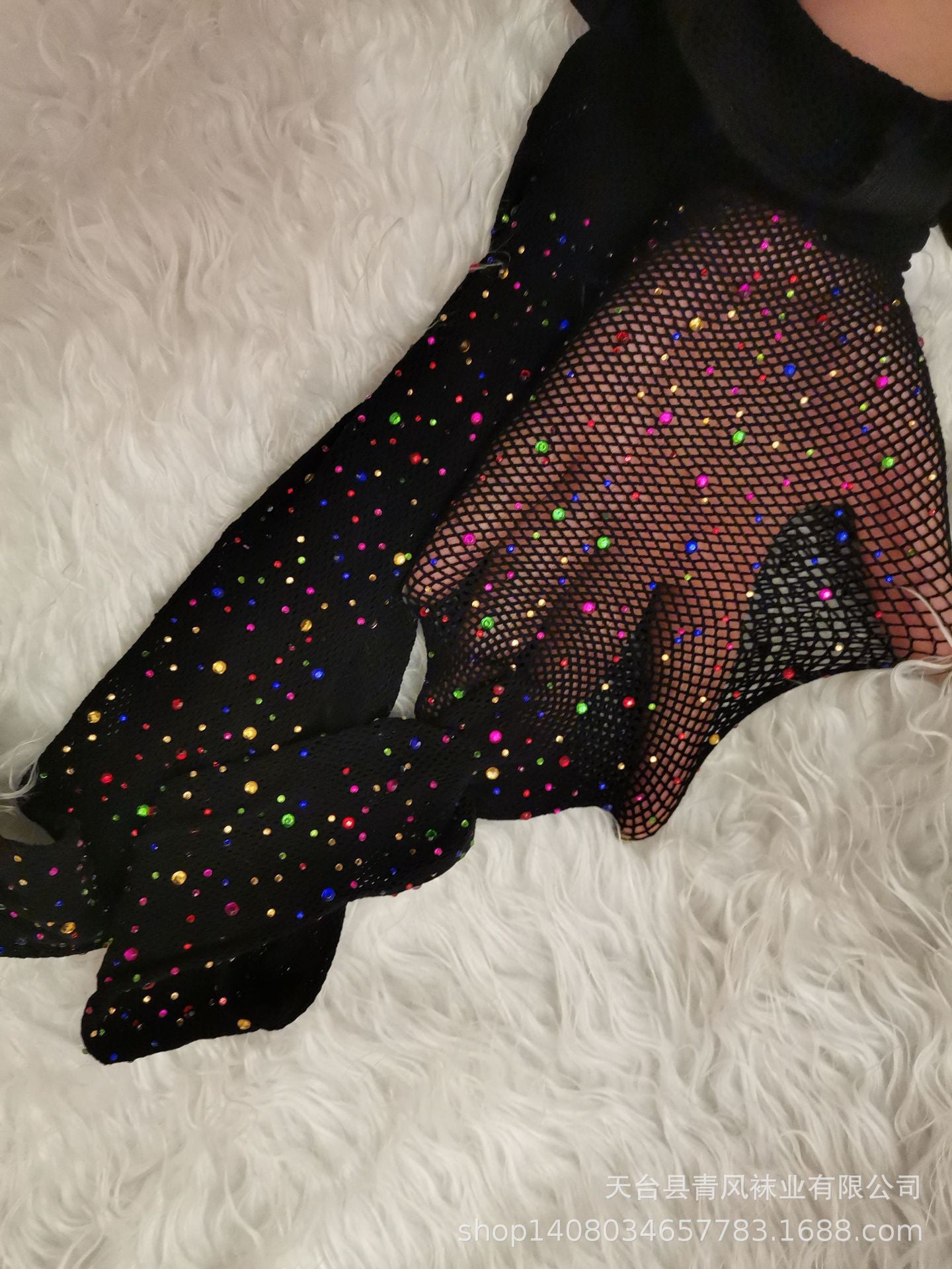 AliExpress European and American Sexy Fishnet Stockings with Rhinestones Mesh Stockings Fishnet Stockings with Rhinestones Small Mesh Pantyhose