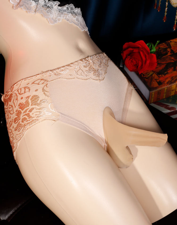 Men's Underwear Summer Sexy Belt jj Set of Gun Bullet Separation Lace Low Waist Triangle Underwear for Men, Sexy Large Size, Breathable