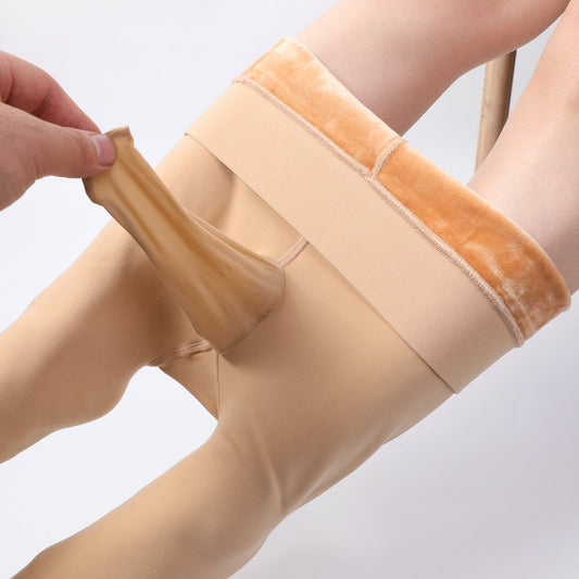 Autumn Winter Men's Bare Leg Fleece-Lined Stockings Leggings Sexy Close-Fitting Fleece-Lined Thickened Tight-Fitting Men's jj Leggings