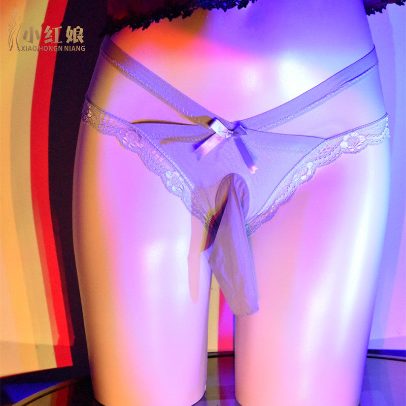 Men's Plus Size Japanese Style Underwear Couple Masturbation Bullet Separation Transparent Triangle Lace jj Transvestite Panties