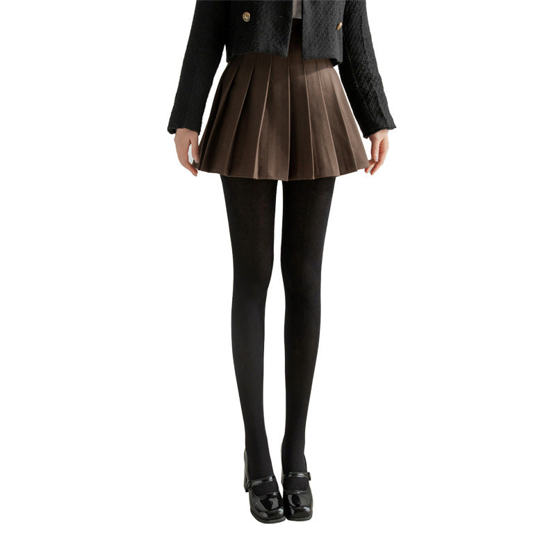 Autumn Winter New Warm Base Layer Pants Combed Cotton Plain Solid Color Stockings Milk White Simple Versatile Pantyhose Single-Sided Cotton