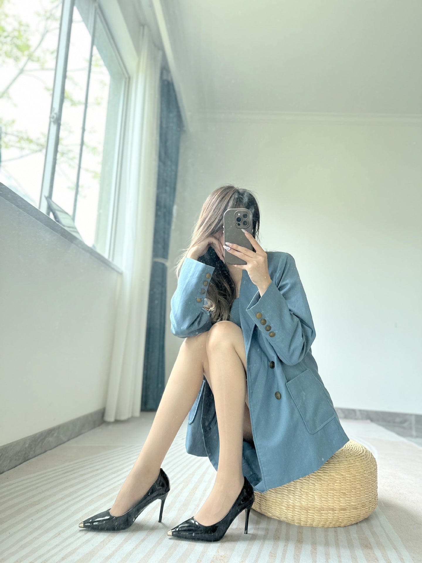 Aurora Open Crotch Stockings for Women Glossy360Seamless Sexy Silky Smooth Violet Plum Red Fashion Slimming